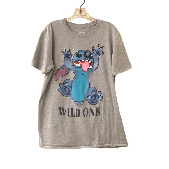 Disney Other - Disney Graphic Stitch Wild One Short Sleeve T-Shirt, Grey, Size Large
